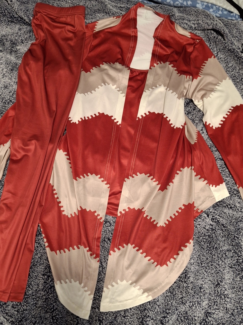3 Pc. Women's Red & Cream Open Front Jacket - Stylish Layering